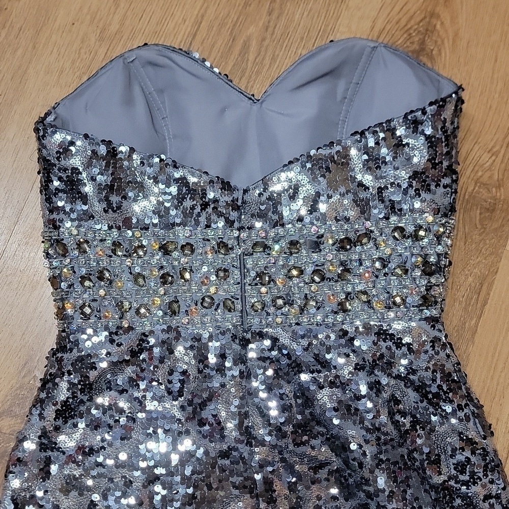 Sequin Rhinestone Mini Fitted Dress - Picture 7 of 12